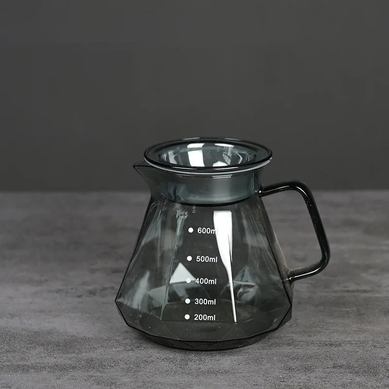Klarer Glaskaffeebereiter für Filterkaffee und Teekanne