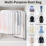 12 Clear Garment Bags for Clothes Protection - Unisex Set