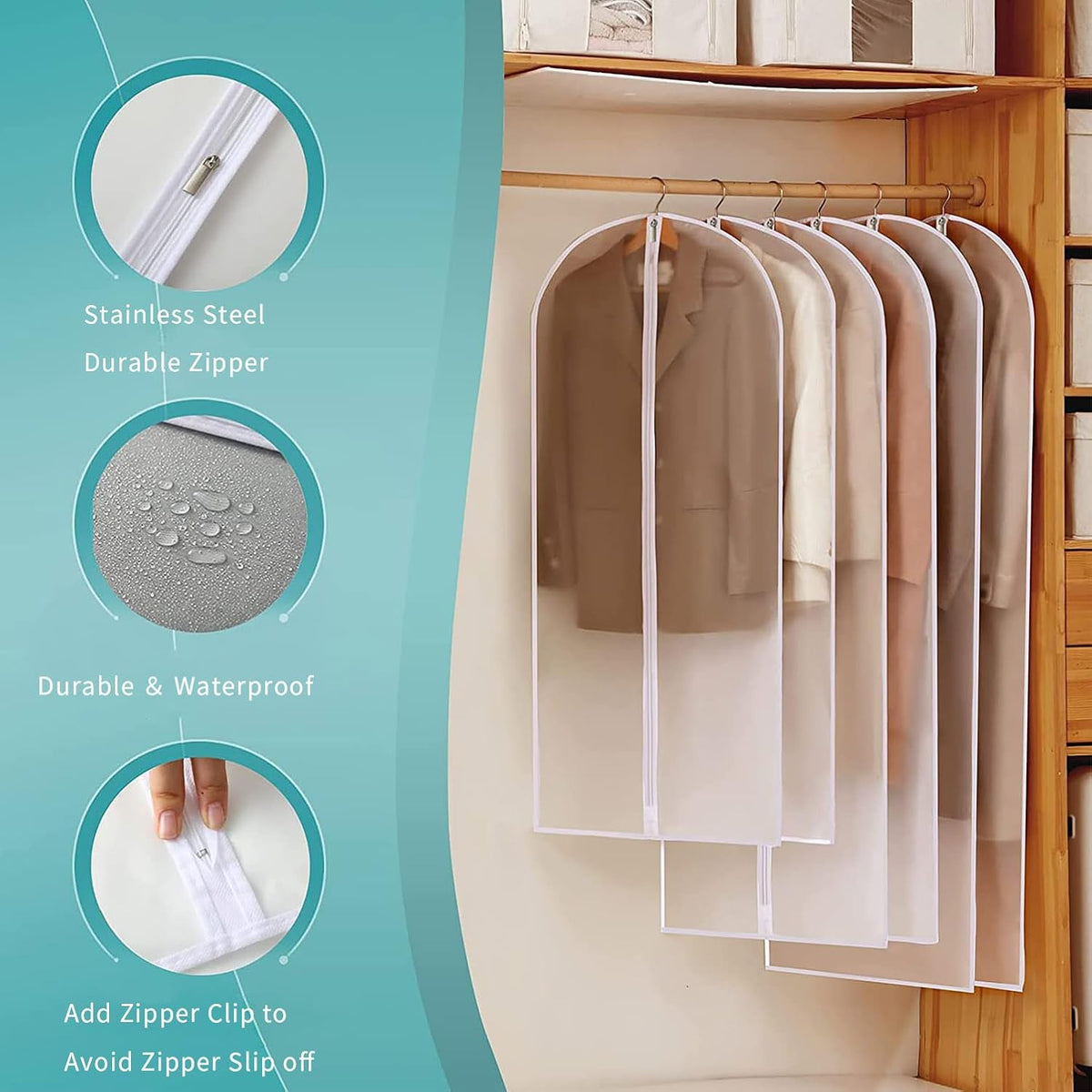 12 Clear Garment Bags for Clothes Protection - Unisex Set