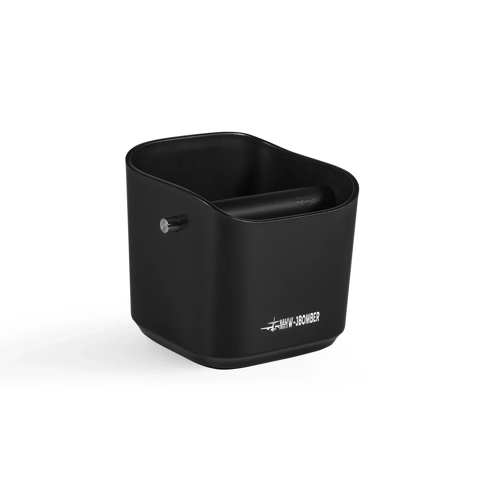 Quadratische Kaffeesatz-Klopfbox mit abnehmbarem Klopfbar und rutschfester Basis