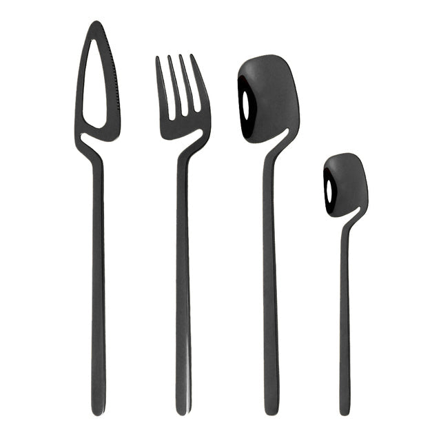 Buntes Besteckset mit Messer, Gabel, Teelöffel für den Esstisch