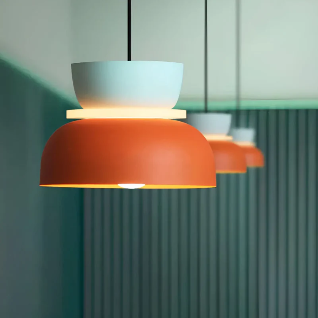 Lebendige Macaron LED Pendelleuchte – Farbenfrohe Eleganz