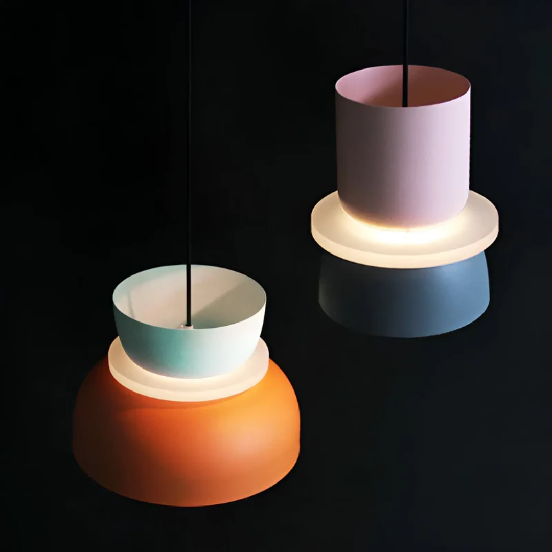 Lebendige Macaron LED Pendelleuchte – Farbenfrohe Eleganz