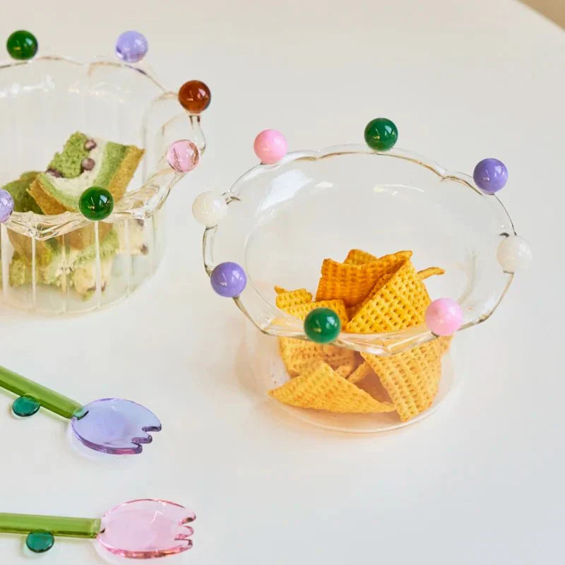 Farbenfrohe Dessertschüssel in Kronenform - Nachhaltiges Glasdesign