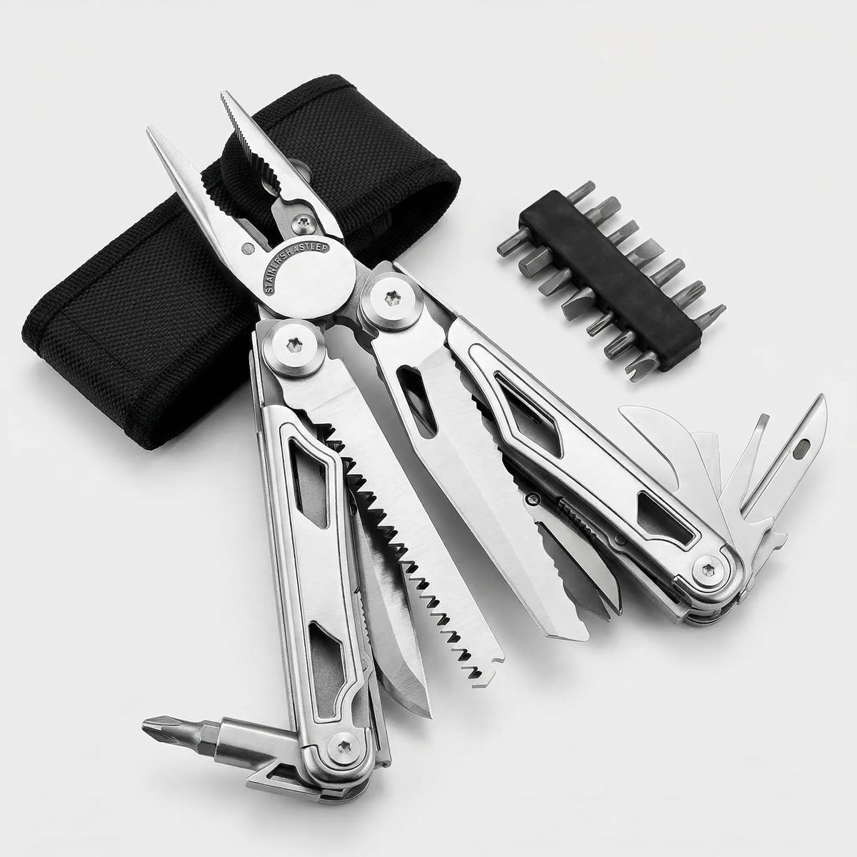 Folding Multi-Tool with Pliers and Screwdriver Attachments, Compact