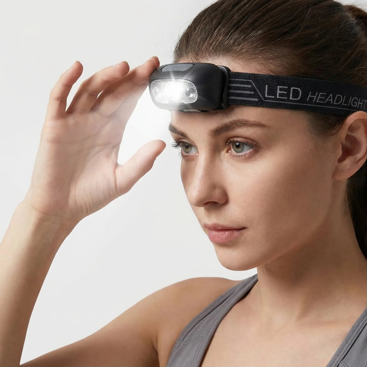 Hands-Free LED Headlamp for Outdoor Use - Unisex Compact Design