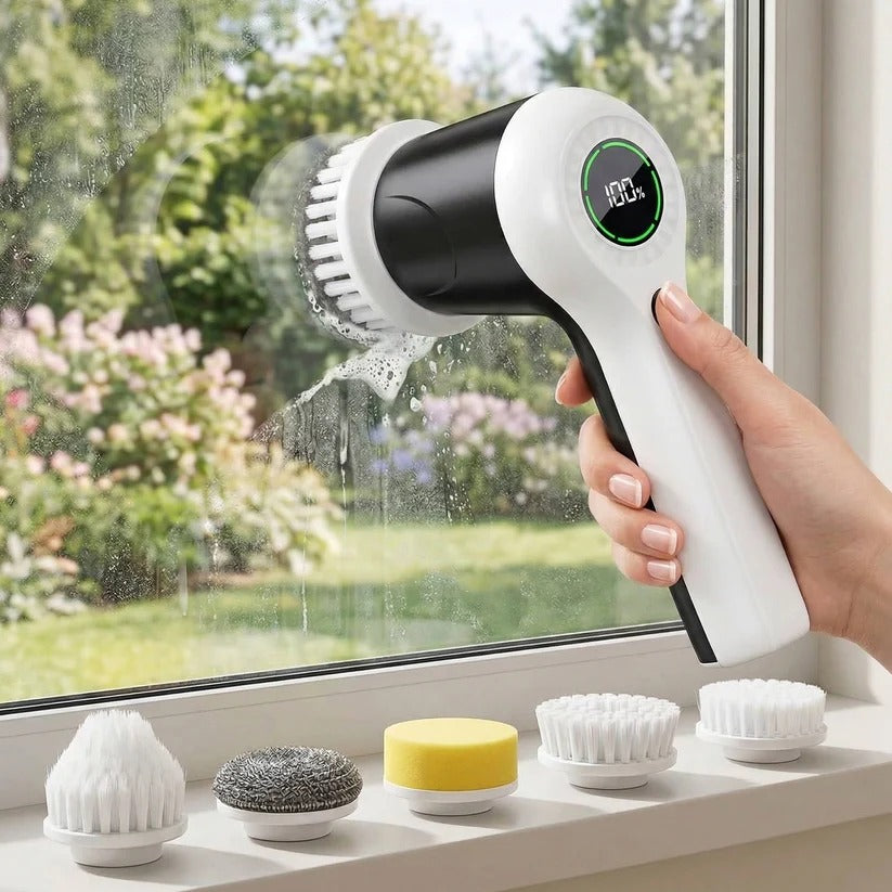Electric Spin Scrubber for Home Cleaning - Cordless with 6 Attachments