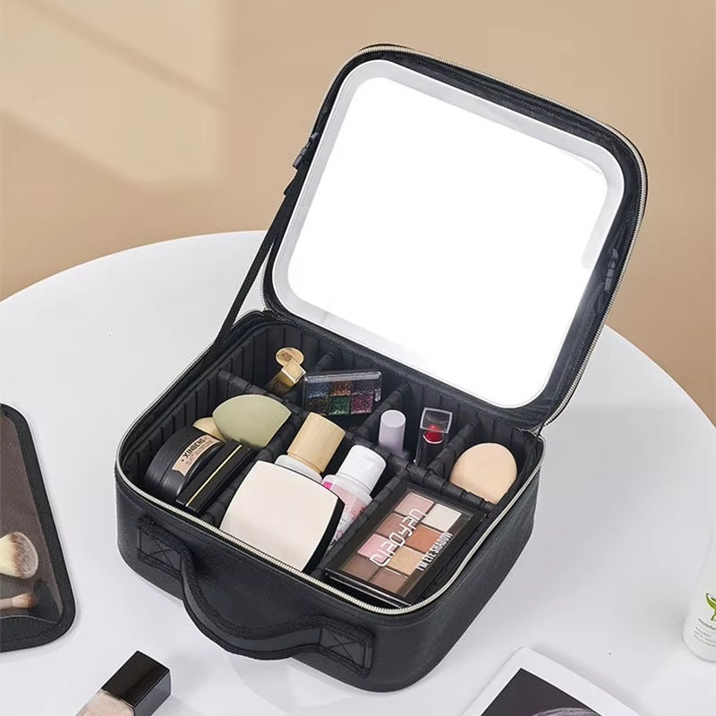 Reise Kosmetiktasche mit LED Spiegel und geräumigem Stauraum