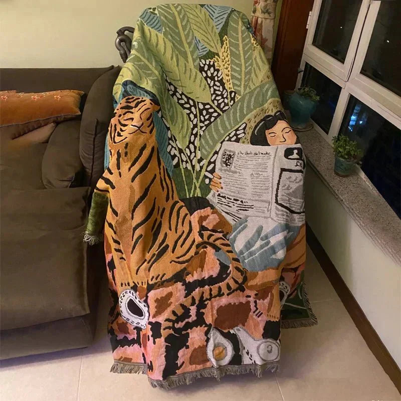 Gemütliche Decke mit Cartoon-Tiger-Design für die Wohnraumgestaltung