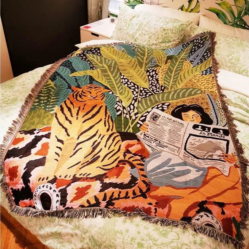 Gemütliche Decke mit Cartoon-Tiger-Design für die Wohnraumgestaltung
