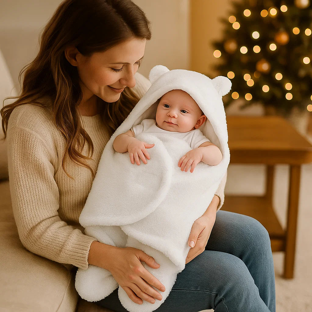 Schlafanzug und Decke für Babys mit Bärenmotiv