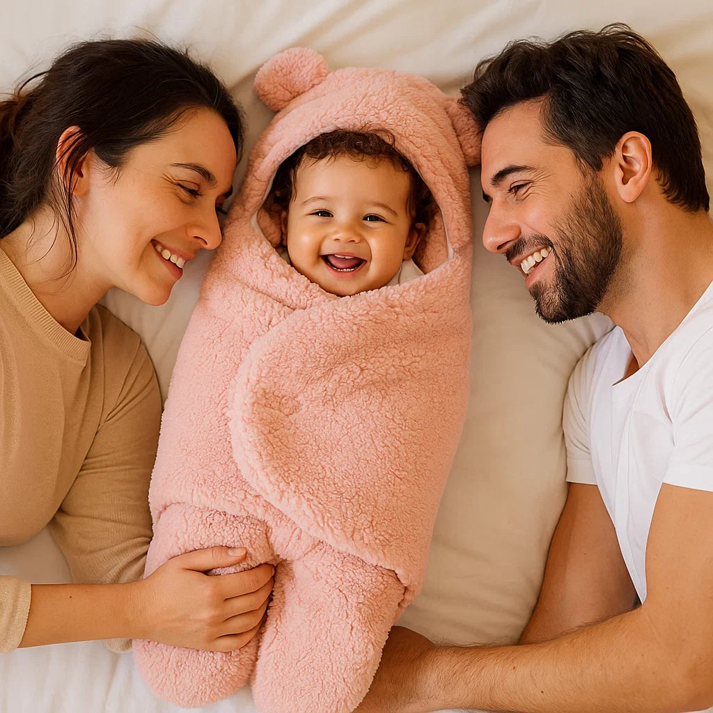 Schlafanzug und Decke für Babys mit Bärenmotiv