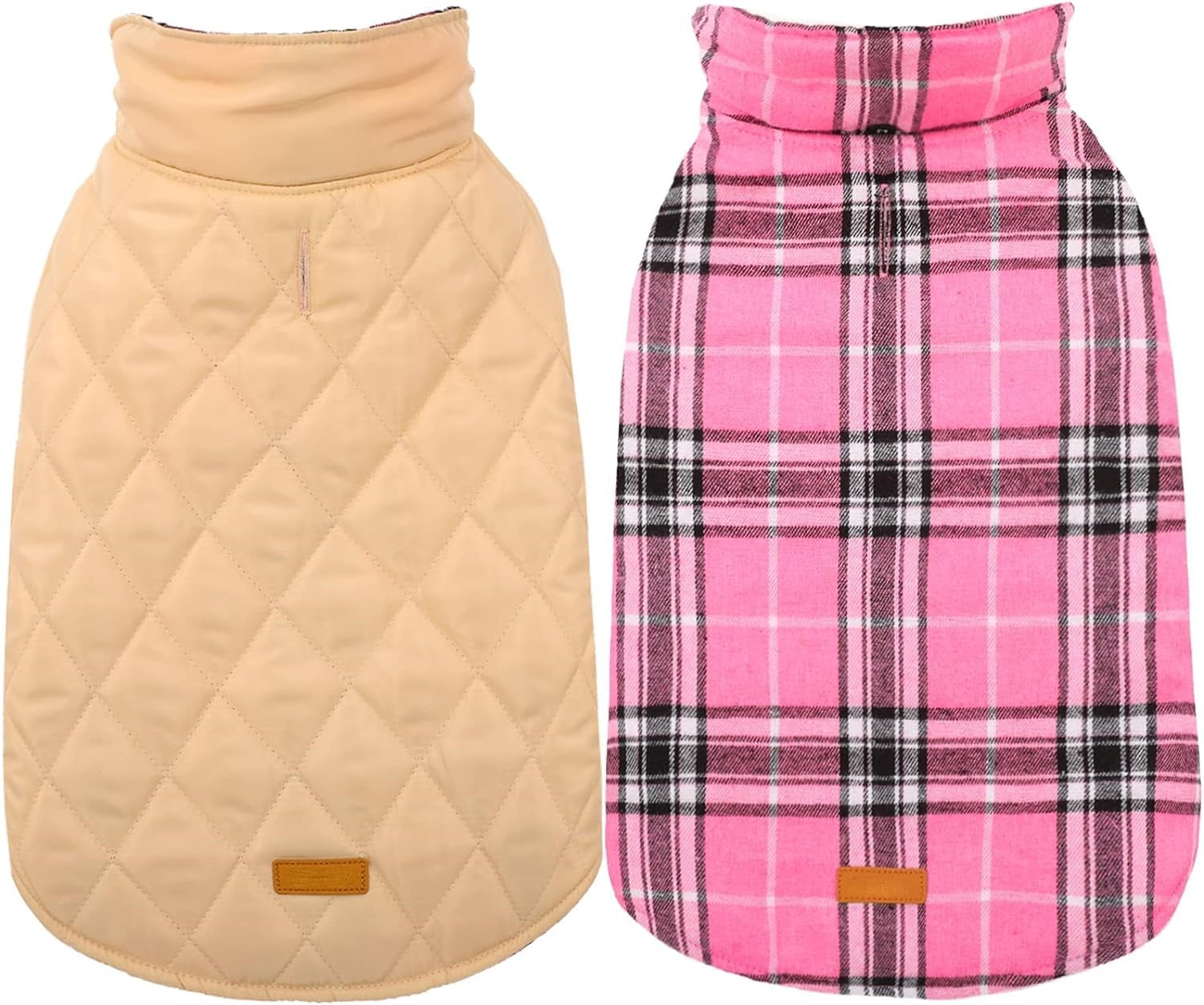 Wendbare wasserdichte Hundejacke im klassischen Karodesign
