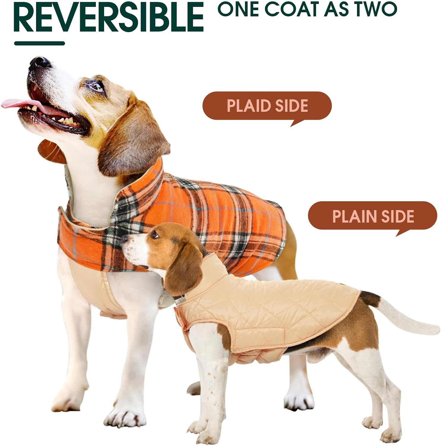 Wendbare wasserdichte Hundejacke im klassischen Karodesign