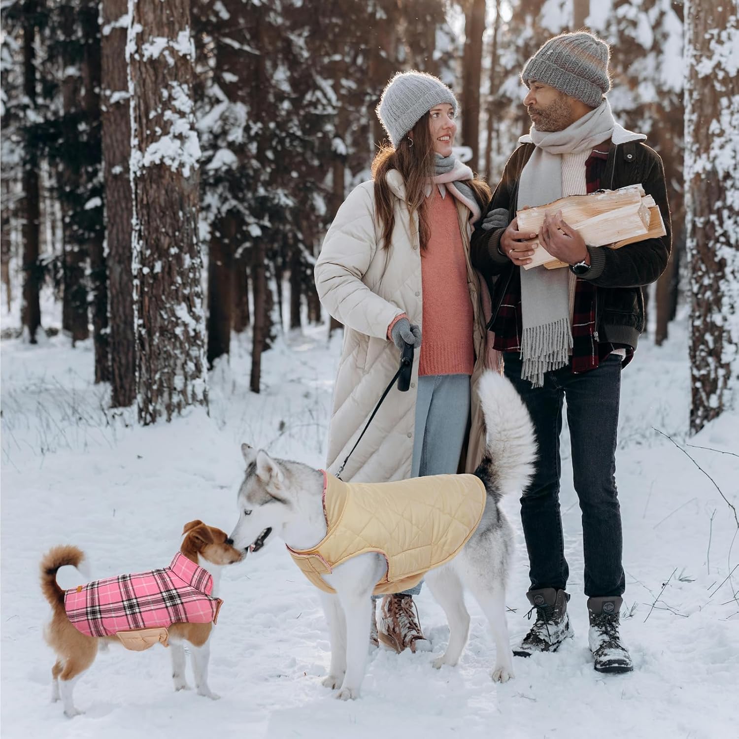 Wendbare wasserdichte Hundejacke im klassischen Karodesign