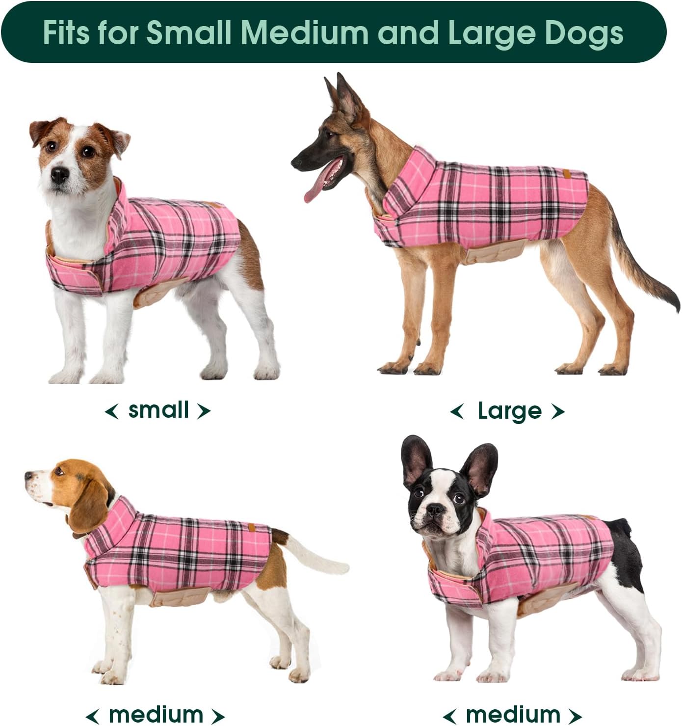 Wendbare wasserdichte Hundejacke im klassischen Karodesign