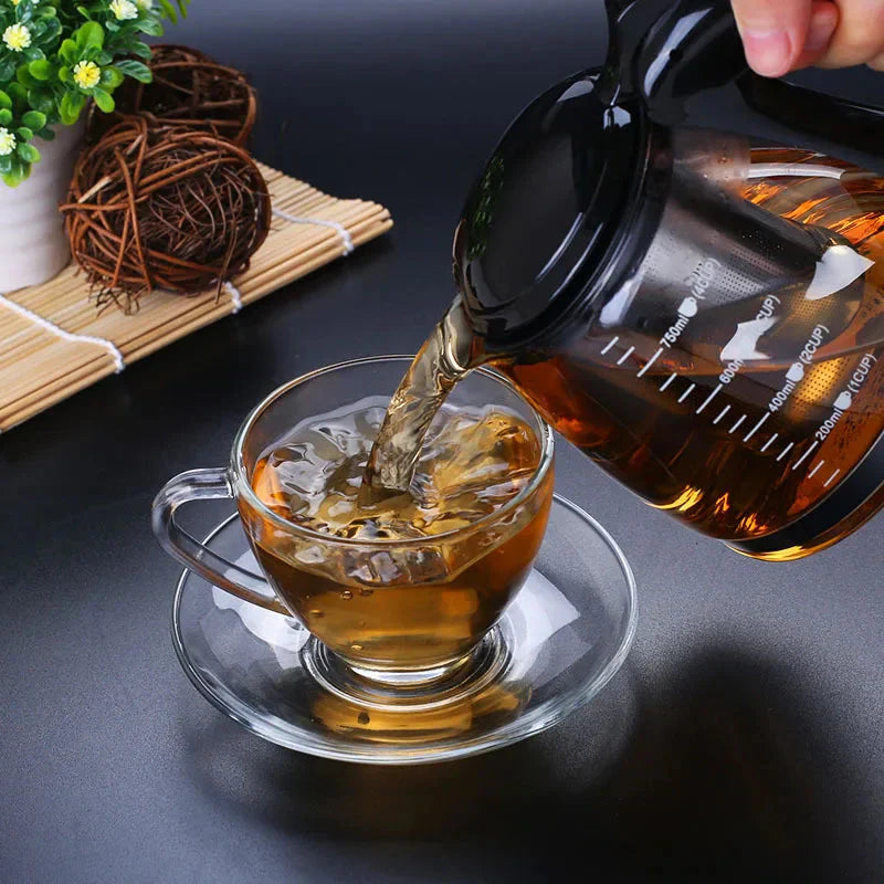 Glas Teekanne mit kreativem Design für Teeblumen und abnehmbarem Stahlfilter