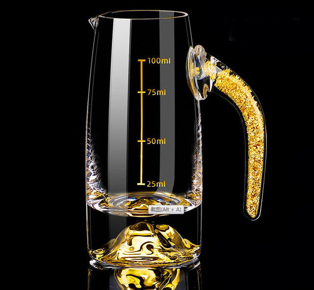 Kristall-Shotgläser Set mit dickem Boden in Gold | Wein-Gläser
