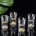 Kristall-Shotgläser Set mit dickem Boden in Gold | Wein-Gläser
