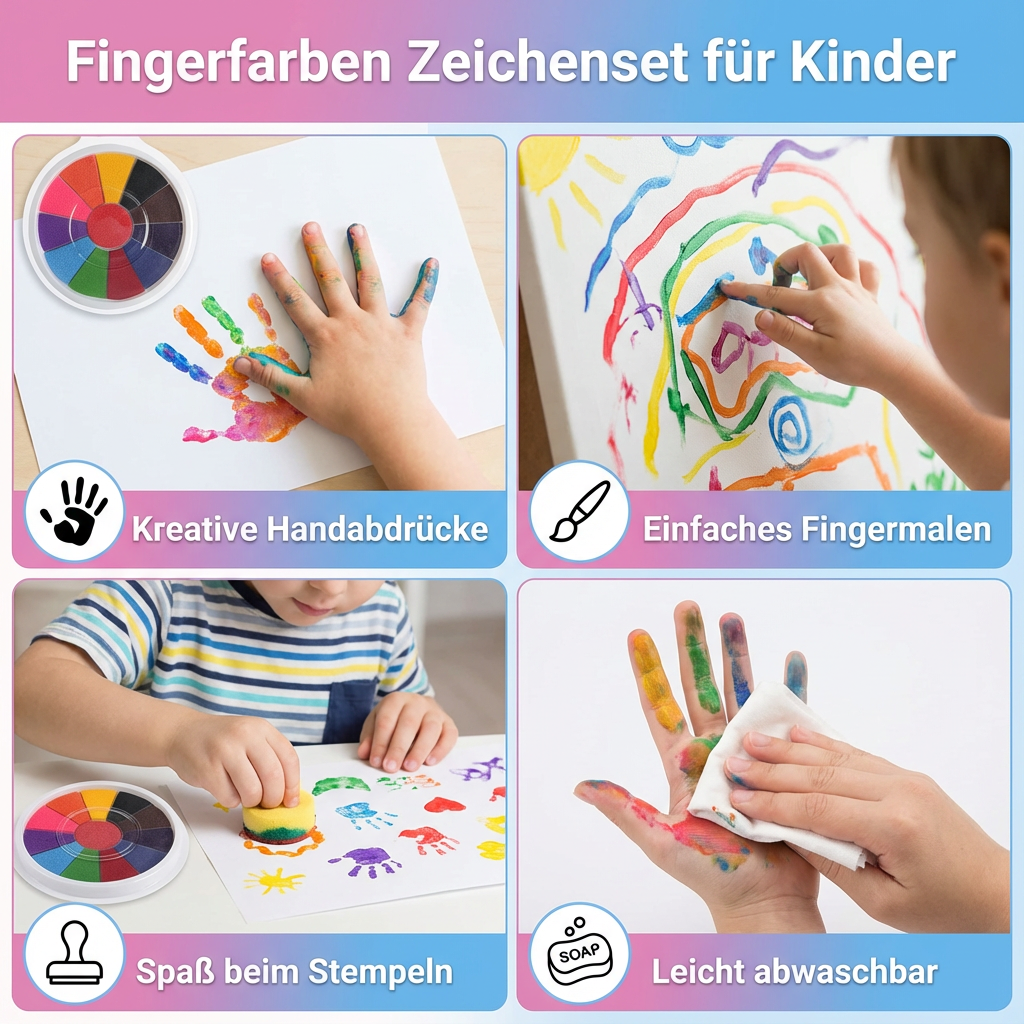 Set mit Fingerfarben für kreative Kinder