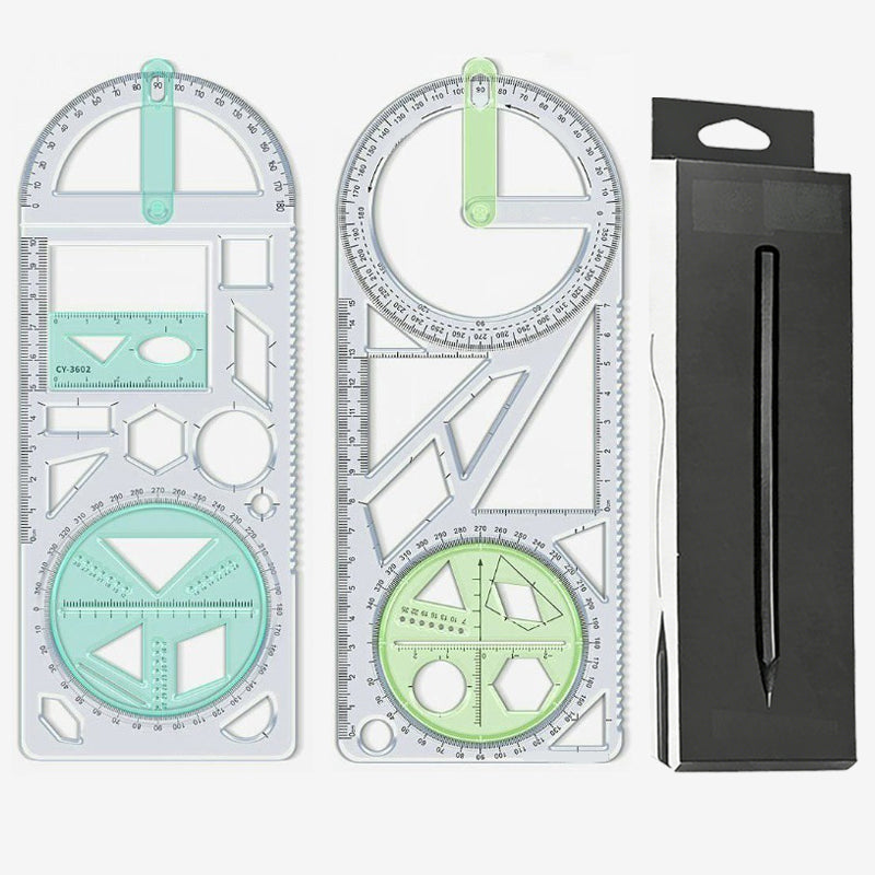 Vielseitiger Geometrie-Lineal mit drehbarem Winkelmesser