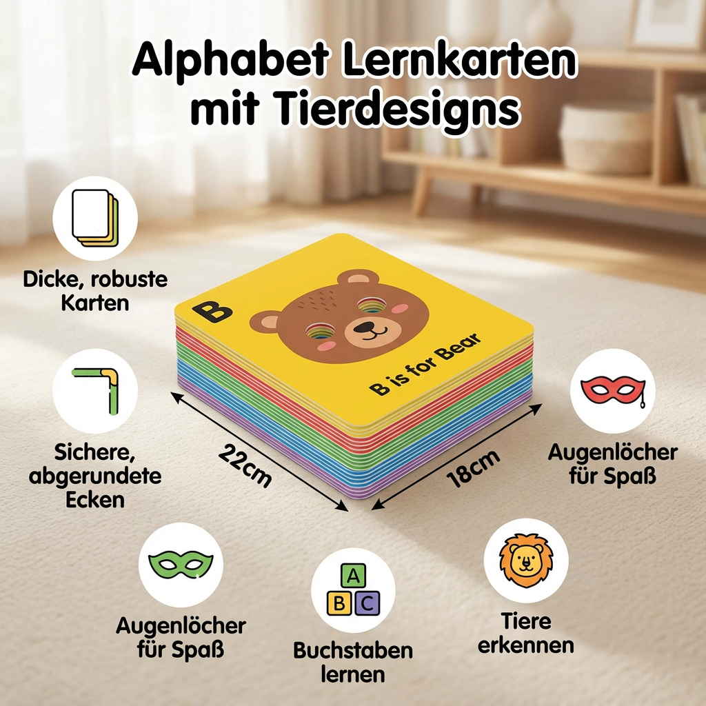Lernkarten mit Tiermotiven für das Alphabet