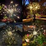 4er Set Solar Feuerwerk Gartenlichter - Wetterfeste LED Dekoleuchten, Solarenergie für Garten und Terrasse