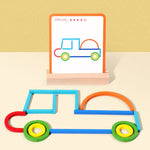 Kreatives Holzbau-Set mit Aufgaben-Karten für Kinder