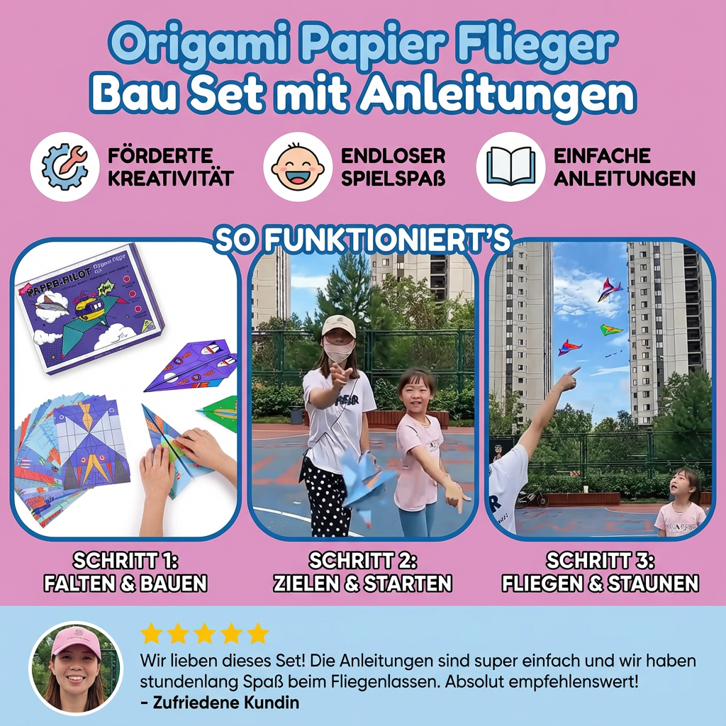 Bausatz für Papierflieger mit Origami-Anleitungen