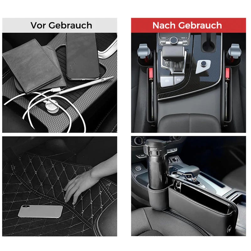Praktischer Auto-Organizer für den Sitzspalt mit Becherhalter
