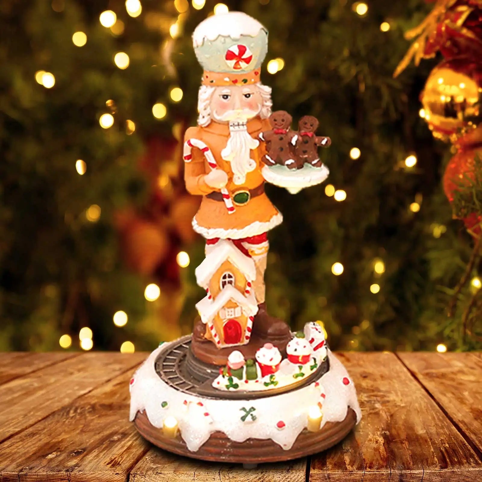 Christmas Nutcracker with LED Lights & Music | Rotating Train Figure | Handmade Christmas Tree Ornament