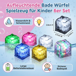 Badewürfel Spielzeug für Kinder – 6 Stück mit Leuchteffekt