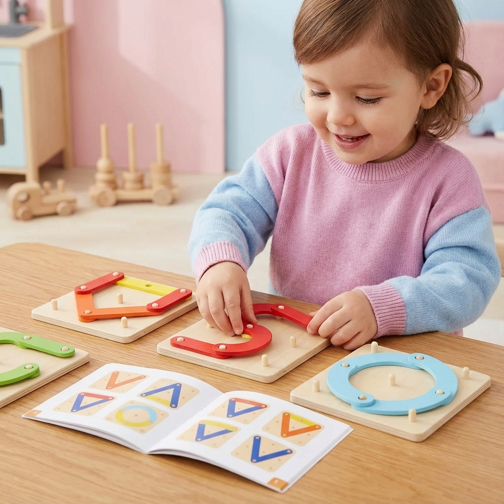 Lernbrett mit kreativen Buchstaben, Zahlen und Formen