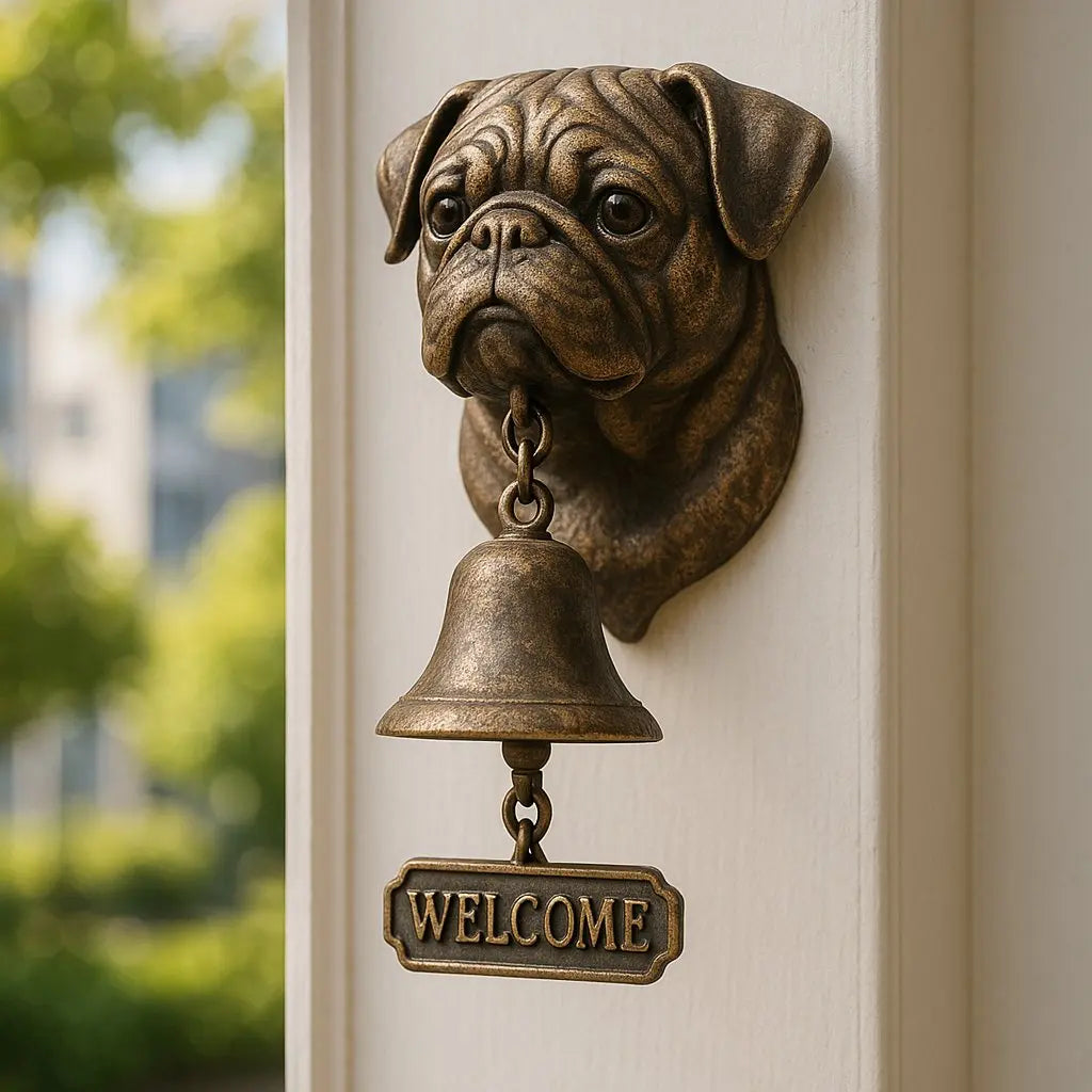 Willkommensglocke mit Schäferhund-Design – Elegante Wandglocke aus Bronze