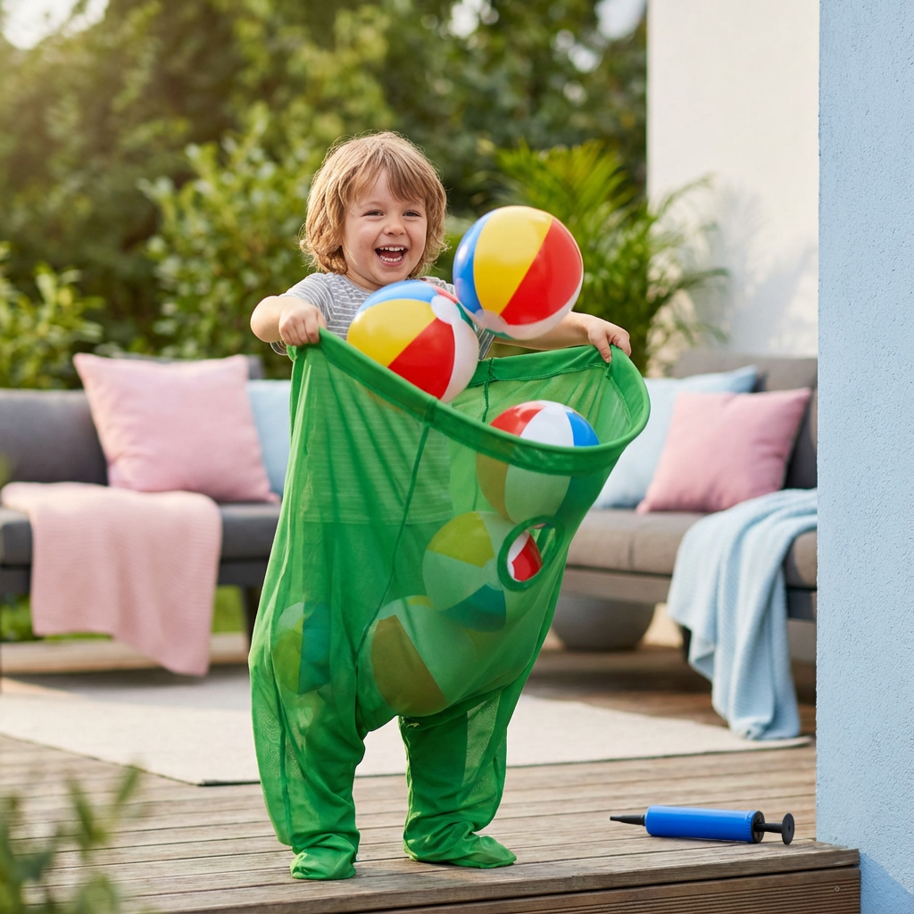 Familien Spiel mit Clown-Hose Fangball