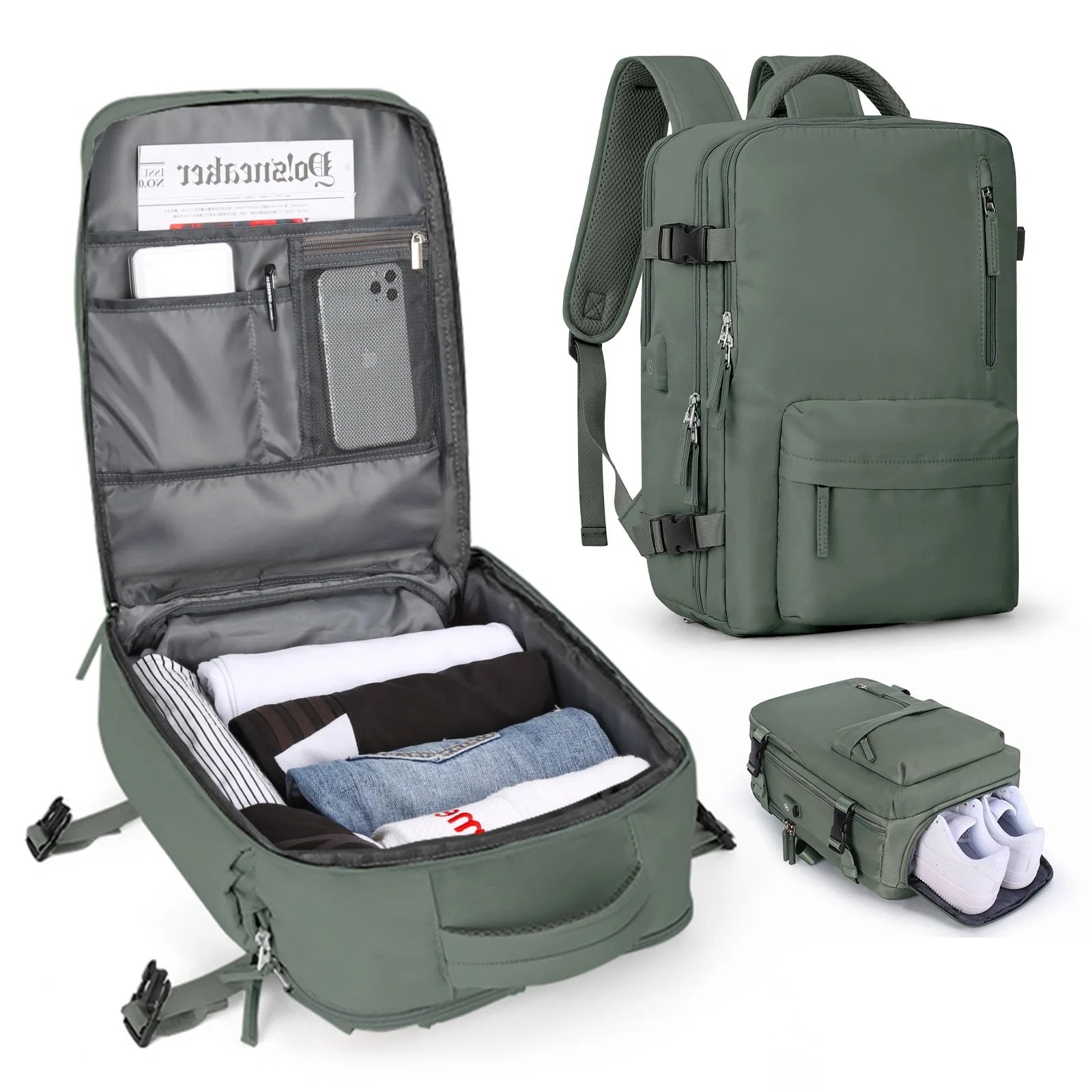 ReiseRucksack | Großer, Wasserdichter Rucksack für Frauen – Sicher & mit USB-Anschluss