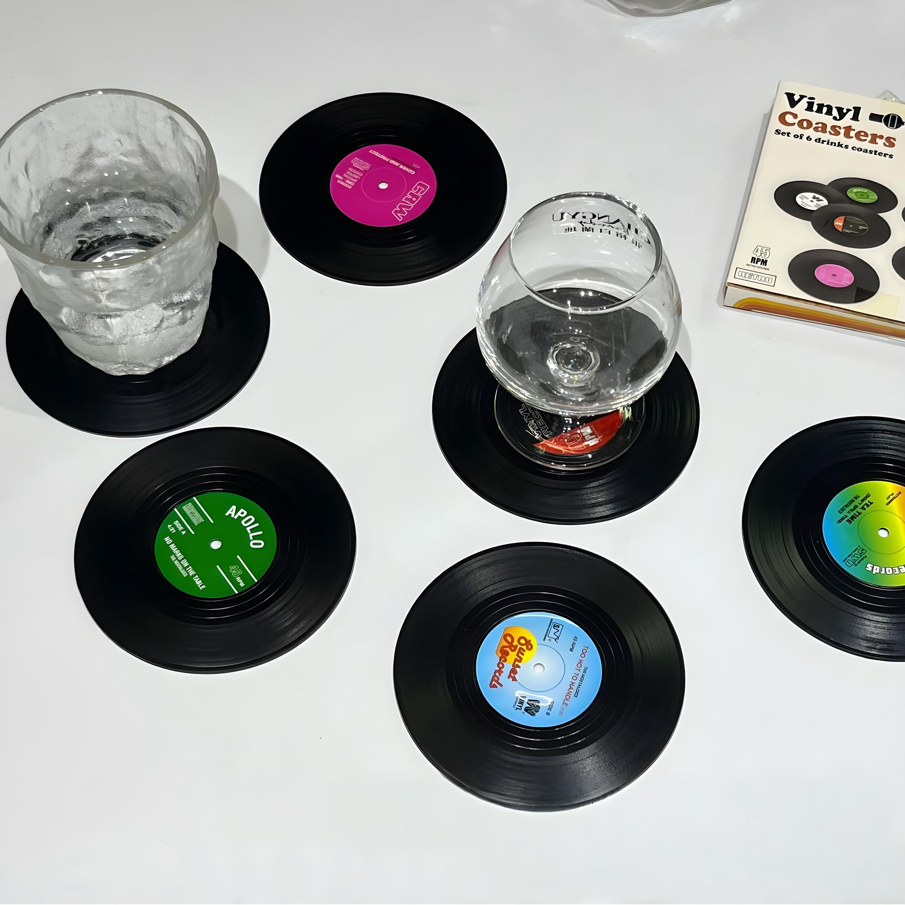 Retro Record Coasters – Stylish Table Accents for Music Fans (6 Pieces)