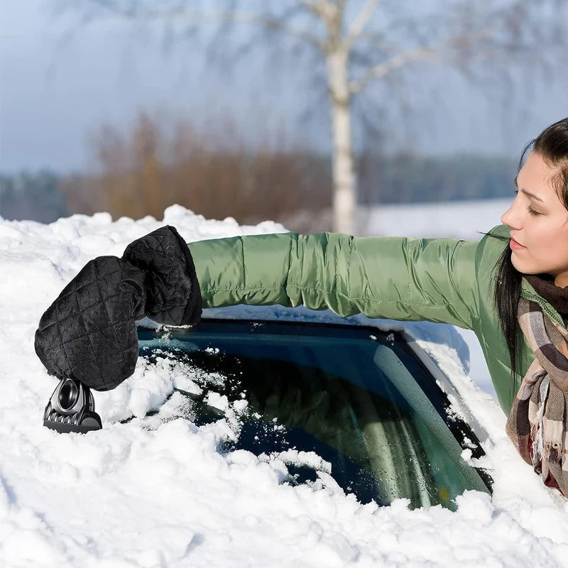 WinterWächter Ice Scraper with Fleece Glove | Warm & Waterproof | Scratch Protection for Your Vehicle