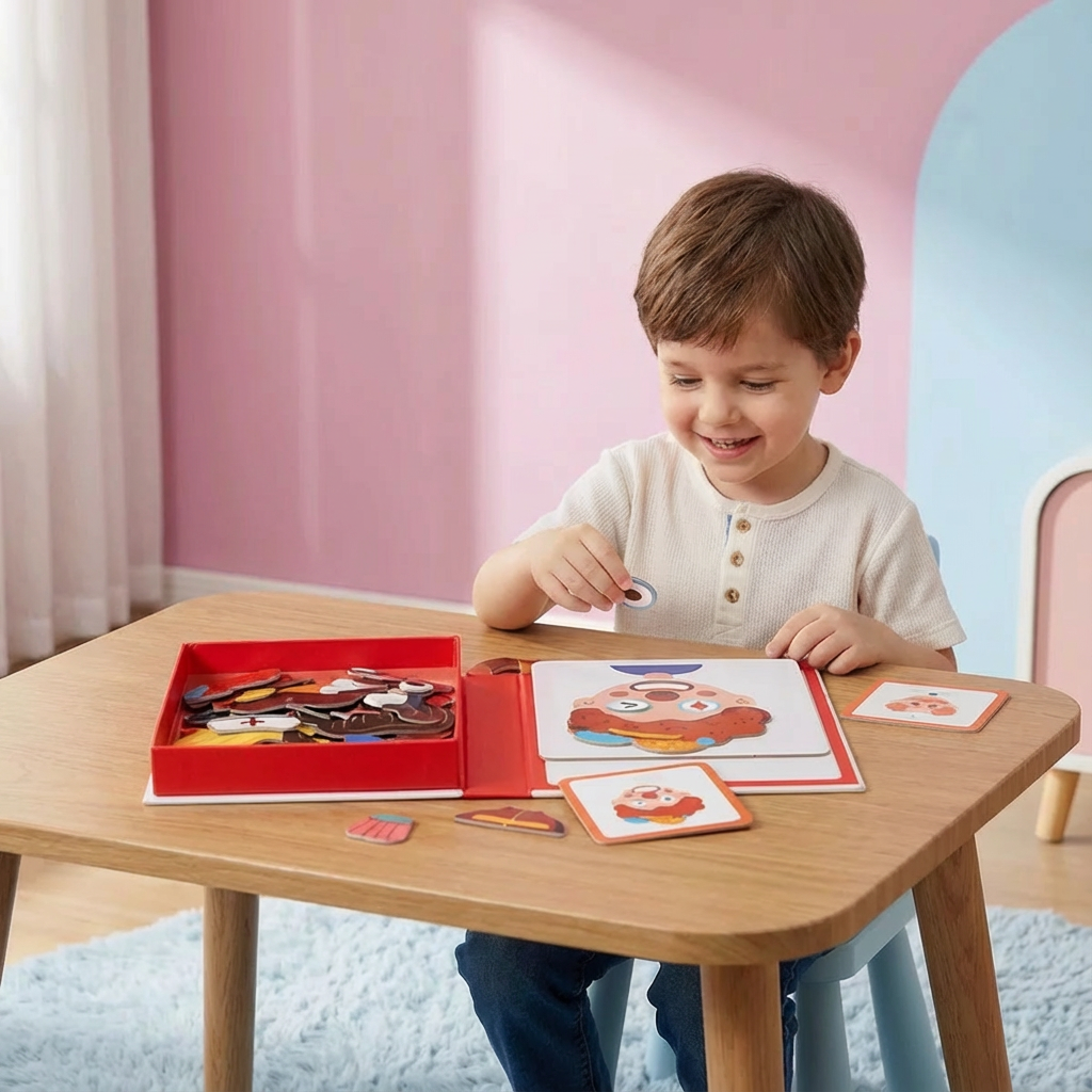 Lernpuzzle für Kinder zur Entwicklung von Gesichtsausdrücken