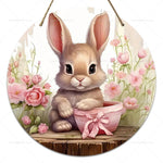 Spring Awakening – Charming Wooden Bunny Sign for Your Door
