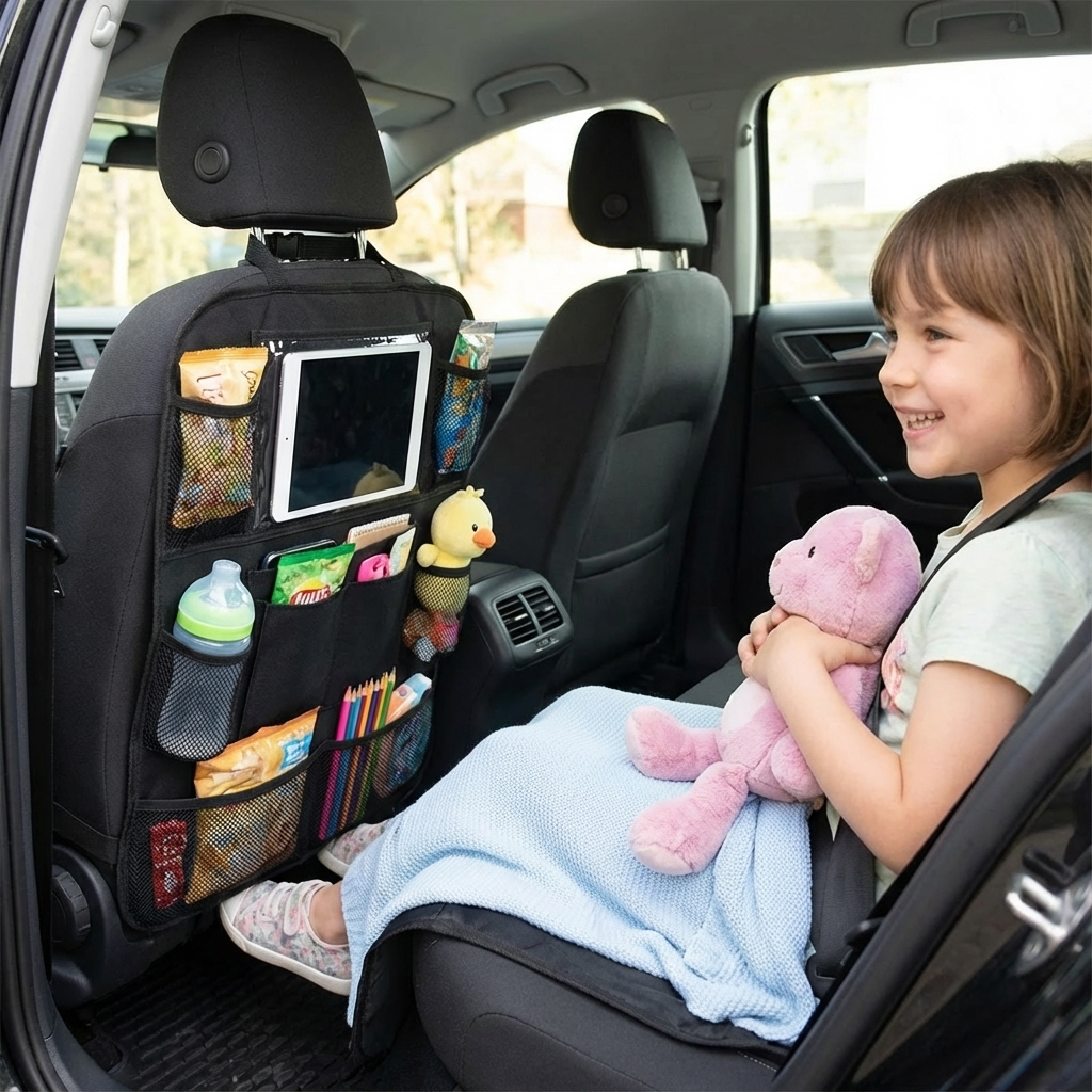 Sitzschutz und Organizer für Kinder im Auto