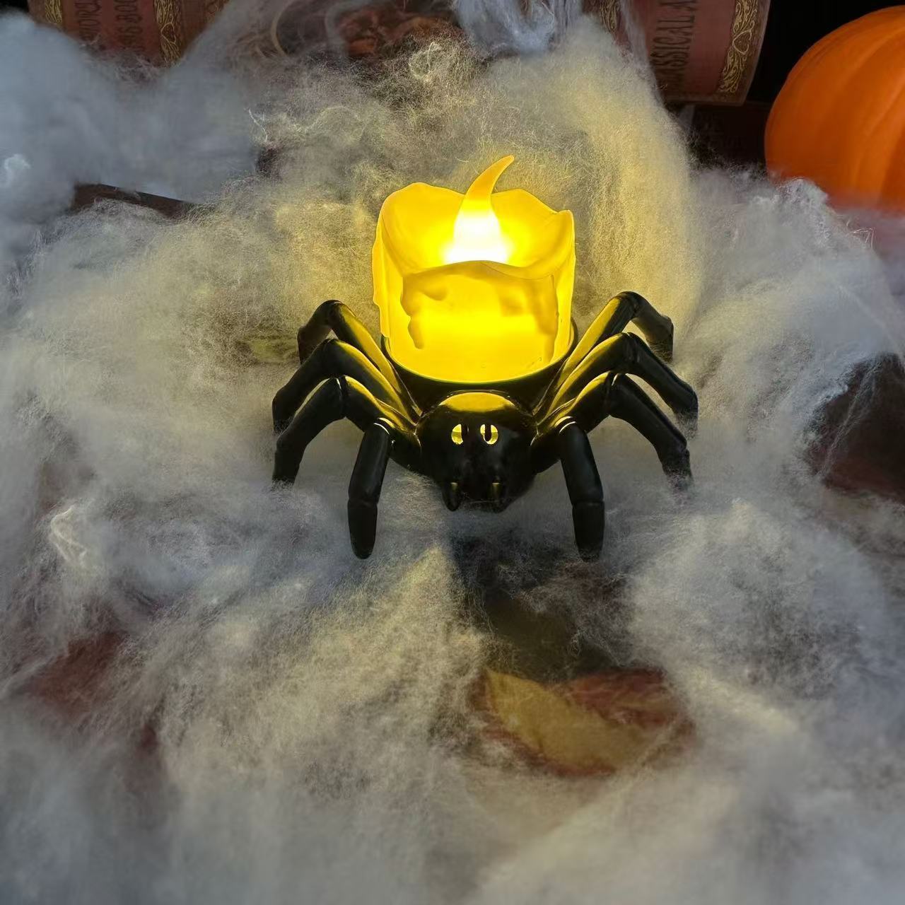 Gruselige Halloween-Dekoration – Spinnenrücken Ornament mit Kerzen und Augen
