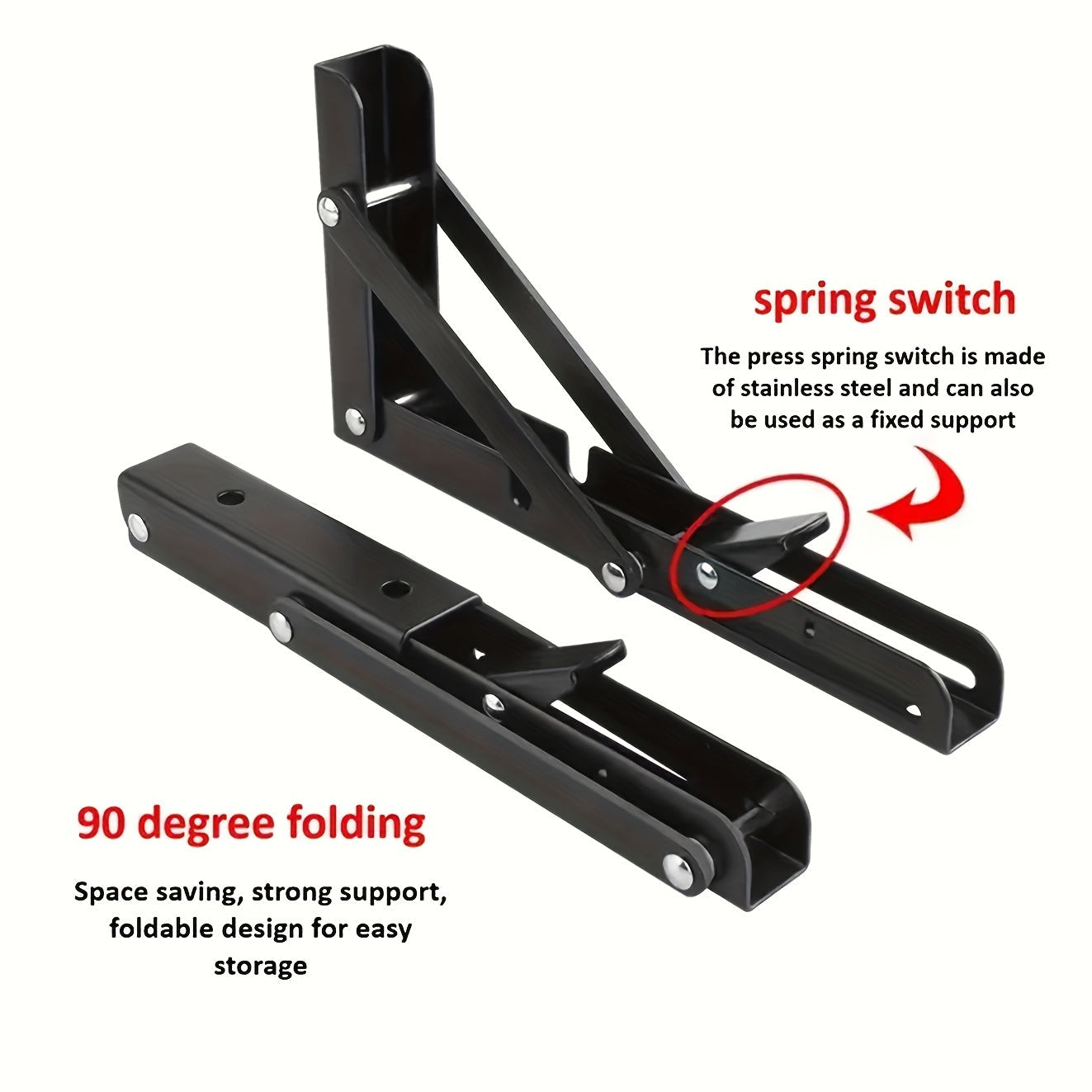 Robust Steel Folding Shelf Bracket Set – Wall Mounted for Versatile Use