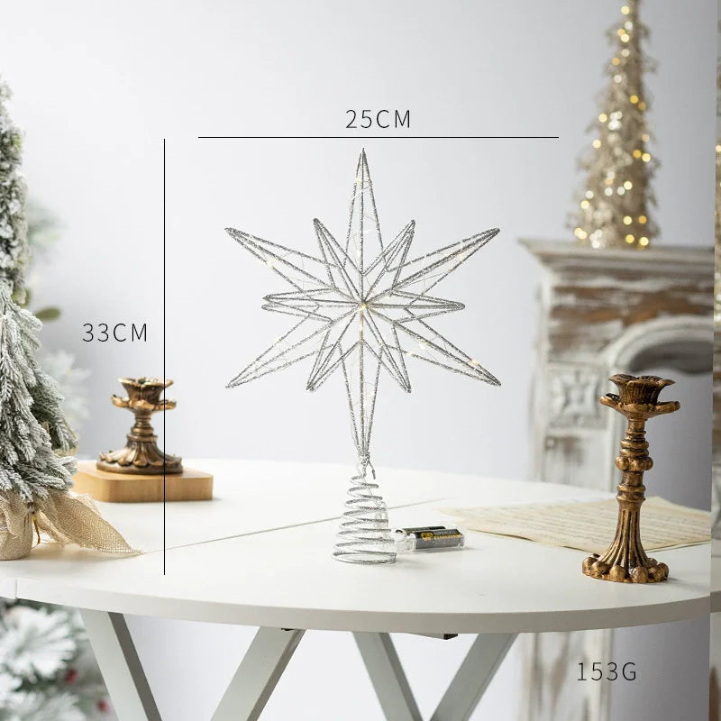 Festlicher Goldstern mit LED-Beleuchtung für den Weihnachtsbaum