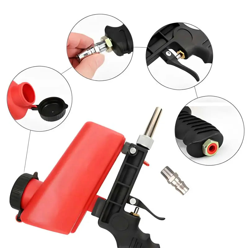 PowerBlast | Multifunction Sandblasting Gun | 90 PSI Compressed Air | For Rust Removal & Surface Treatment