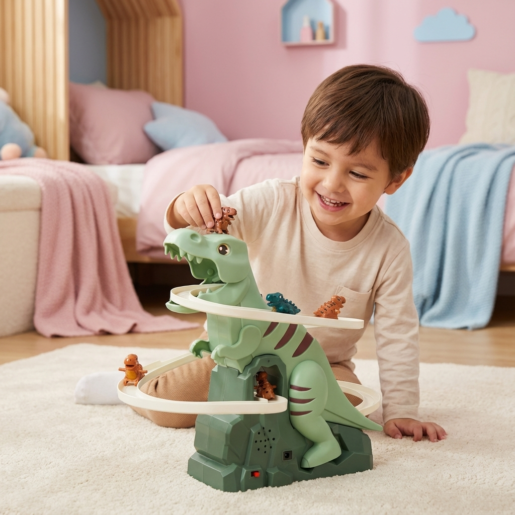 Rutschbahn mit Dinosauriern – Spaßige Achterbahn für Kinder