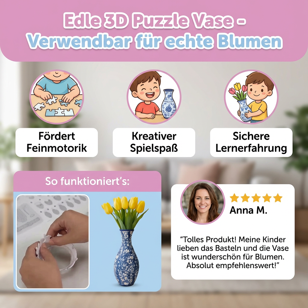 Elegante 3D Puzzle Blumentopf – Für frische Blumen geeignet