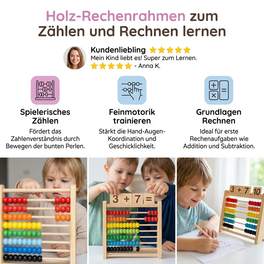 Zählrahmen aus Holz für das Erlernen von Rechenfähigkeiten
