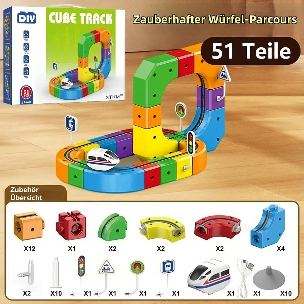 Schienenbahn Spielzeug mit magischen Würfeln für Kinder