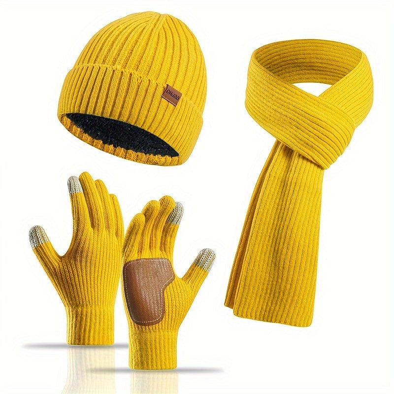 Gemütliches Winterset – Strickmütze, Schal und Handschuhe für Alle